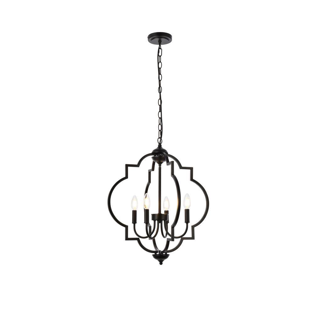 Home Living 40-Watt 4-Light Black Pendant Light with No Shade No Bulbs Incl