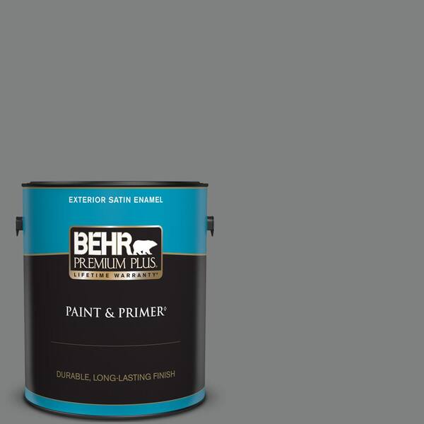 BEHR PREMIUM PLUS 1 gal. #T12-10 Game Over Satin Enamel Exterior Paint & Primer