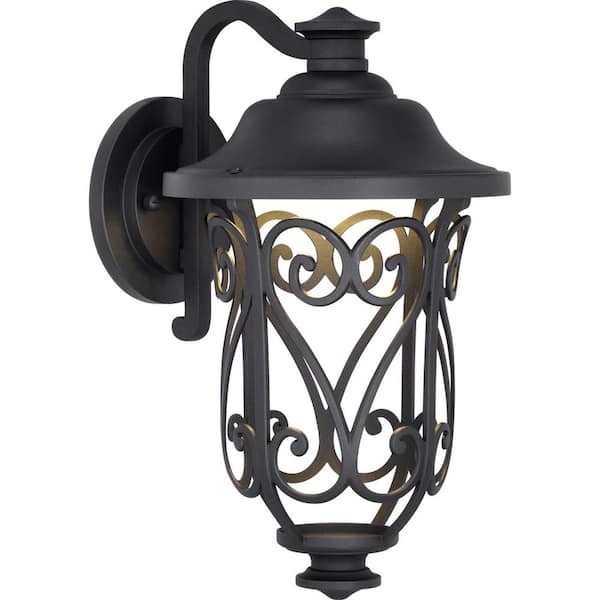 Progress Lighting Leawood LED Collection 1-Light Textured Black Modern Outdoor Small Wall Lantern Light