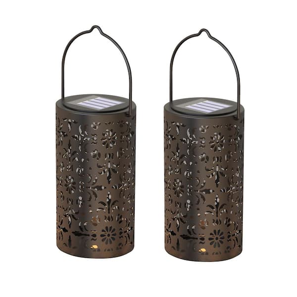 CIPACHO 5.9 in. Solar Outdoor Lantern Hangings Patio Light Waterproof Garden Decorative Umbrella(2-Pack)