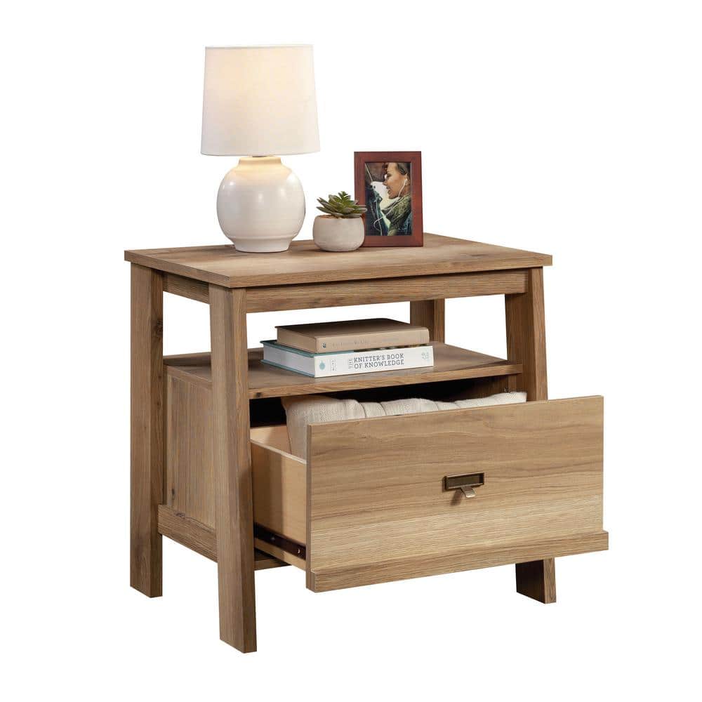 Timber Oak 1-Drawer Nightstand with Open Shelf