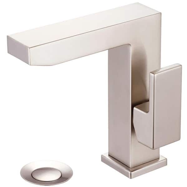 Pioneer Faucets Mod Single Hole Single-Handle Bathroom Faucet in Brushed Nickel with Side Handle