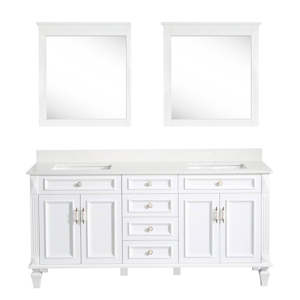 ANGELES HOME 72 in. W x 22 in. D x 35 in. H Double Sink Solid Wood Bath