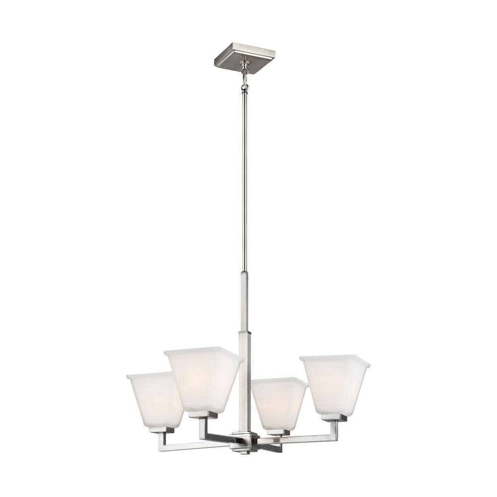 Ellis Harper Brushed Nickel 4-Light Chandelier with Etched Glass Shades
