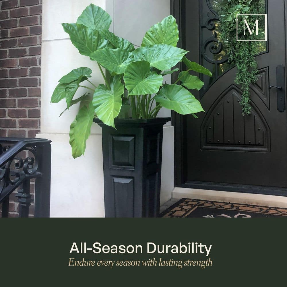 White Tall Resin Outdoor Planter with Self-Watering System