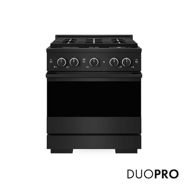 30 in. 4.2 cu. ft. Marino Gas Range with 4 Burner DuoPro Cooktop and Convection Gas Oven in Black Stainless Steel