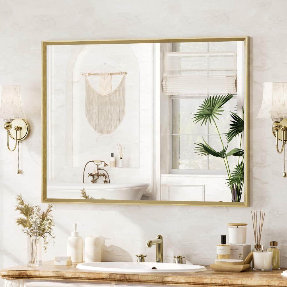 GOSALMON 30 in. W x 40 in. H Wood Framed Brushed Wall-Mounted