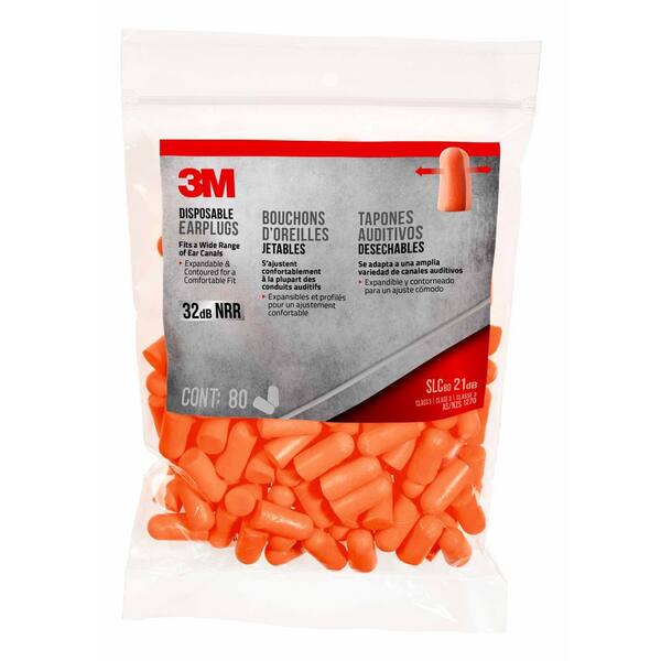 3M Ear Plugs 1100 Noise Reduction Earplugs 29db Orange Foam Disposable 50 Pairs for sale online