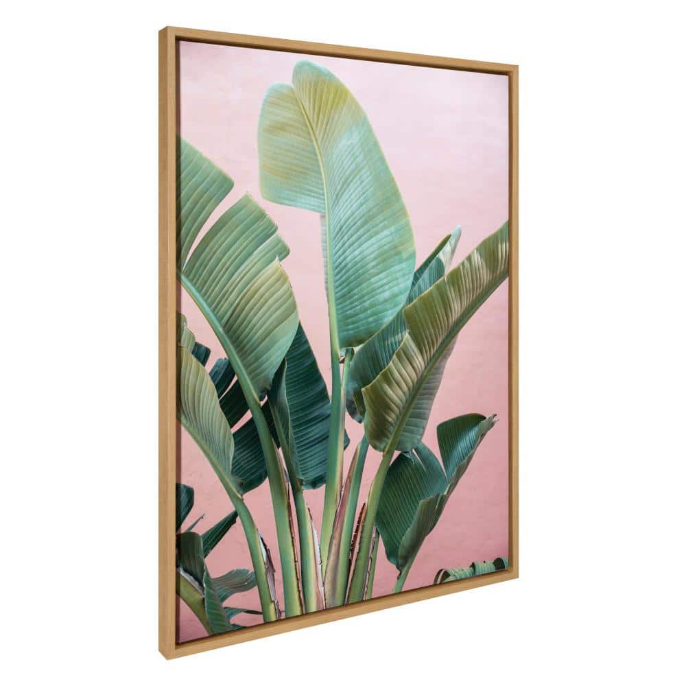 Tropic Pink Framed Canvas Wall Art with Natural Wood Frame