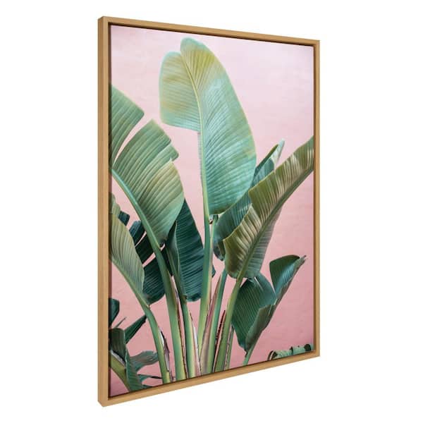 Kate and Laurel Sylvie Tropic Pink Framed Canvas by Alicia Bock Set of 1 Nature Art Print 28.00 in. x 38.00 in.
