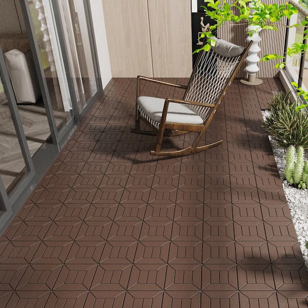 WRIGHTMASTER 1ft. x 1ft. Quick Deck Polypropylene Interlocking Deck Tile in Brown-3 (44 sq. ft. per Box)