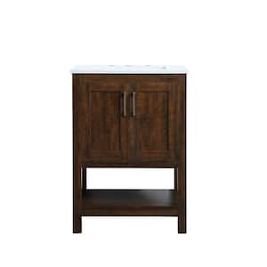 Timeless Home 24 in. W x 19 in. D x 34 in. H Single Bathroom Vanity in Espresso with Calacatta Engineered Stone