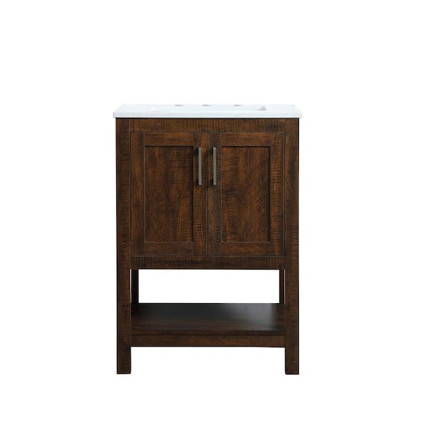 Unbranded Timeless Home 24 in. W x 19 in. D x 34 in. H Single Bathroom Vanity in Espresso with Calacatta Engineered Stone