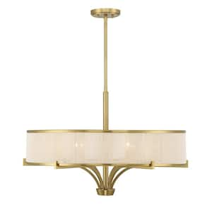 Wynwood 6-Light Warm Brass Chandelier with Soft White String Shade