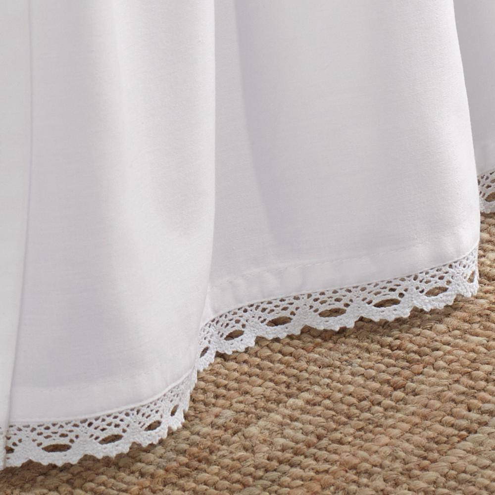 Twin White Cotton Lace Accent Bed Skirt Panel