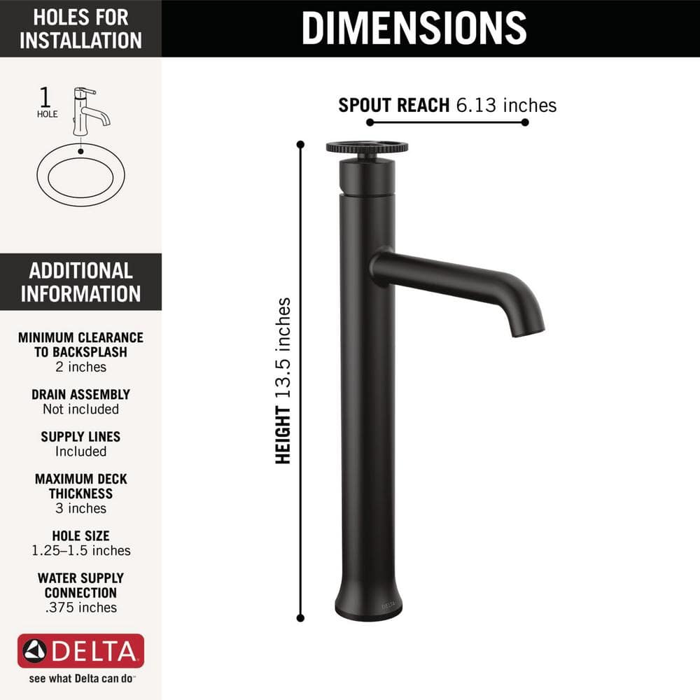 Modern Stainless Steel Single Hole Vessel Faucet, 14-inch