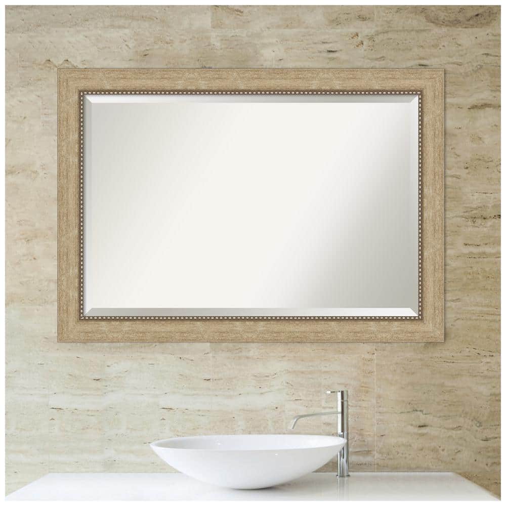 Astor Champagne Beveled Rectangular Wall Mirror 41 x 29 in