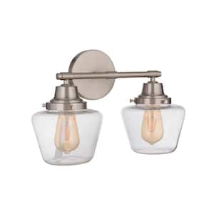 Essex 17.5 in. 2 Light Brushed Polished Nickel Finish Vanity Light with Clear Glass