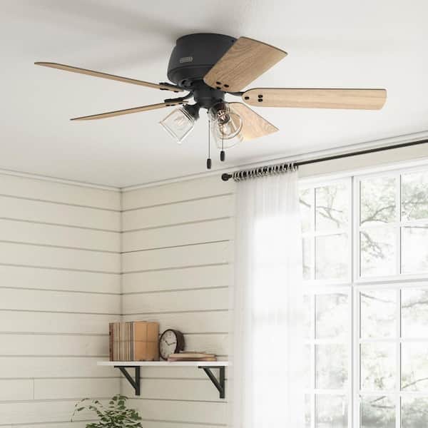 Shady Grove 52 in. Indoor Matte Black Ceiling Fan with Light Kit Included