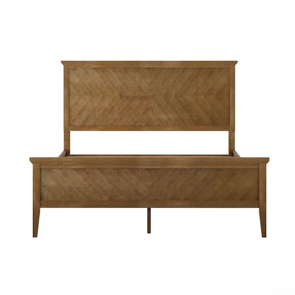 Brown Wood Frame Queen Platform Bed