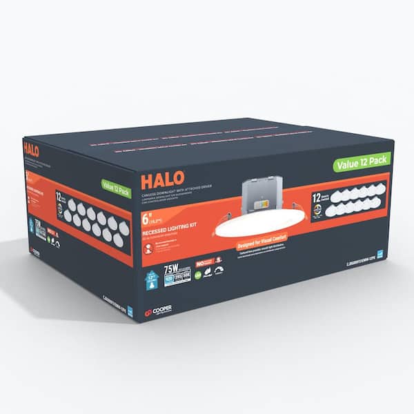 CJB 6 in. Canless Downlight with attached JBOX, 5CCT, 900 Lumens, 75-Watt Equivalent, (12-Pack)