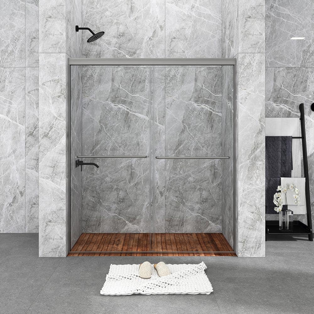 60 in. Chrome Framed Double Sliding Shower Door with Clear Glass