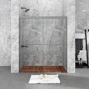 60 in. W x 70 in. H Double Sliding Framed Shower Door in Chrome Finish with Clear Tempered Glass