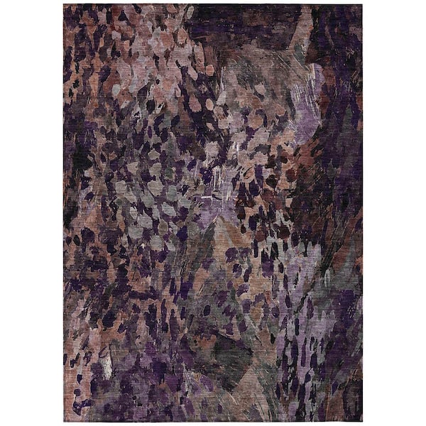 Chantille Machine Washable Indoor/Outdoor Abstract ACN2737 Plum 5 ft. x 7 ft. 6 in. Area Rug