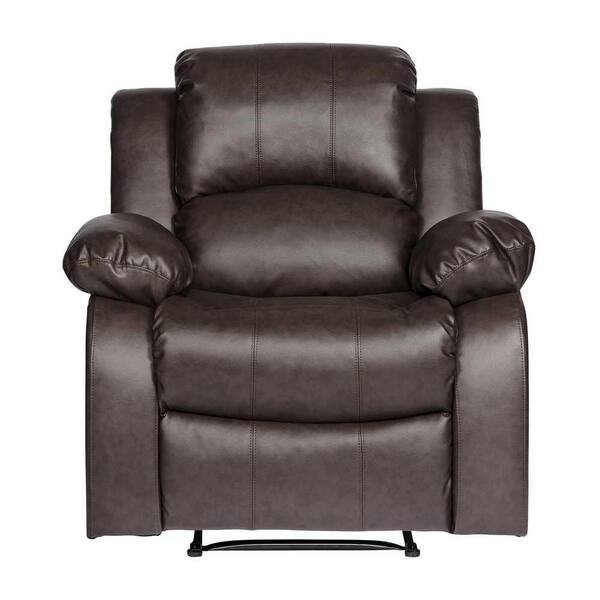 EVERGLADE HOME Bianca Brown Faux Leather Upholstered Reclining Chair