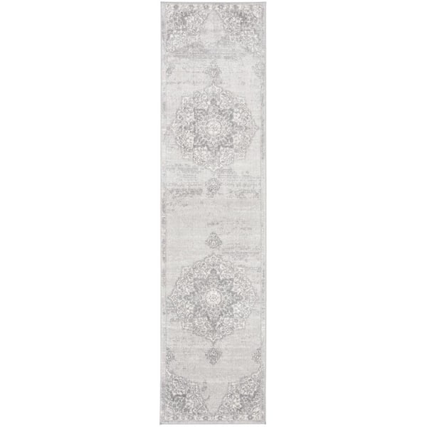 Brentwood Gray/Ivory 2 ft. x 14 ft. Geometric Runner Rug