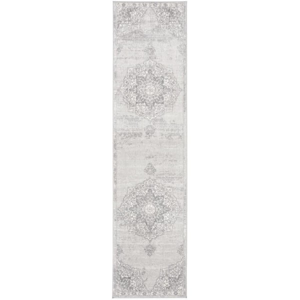 SAFAVIEH Brentwood Gray/Ivory 2 ft. x 8 ft. Geometric Runner Rug