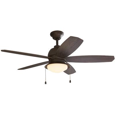 Ackerly 52 in. Integrated LED Bronze Damp Rated Ceiling Fan with Light Kit Works with Google Assistant and Alexa