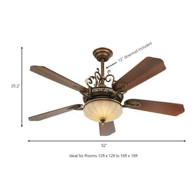 Chateau Deville 52 in. Integrated LED Indoor Walnut Ceiling Fan with Light Kit and Remote Control