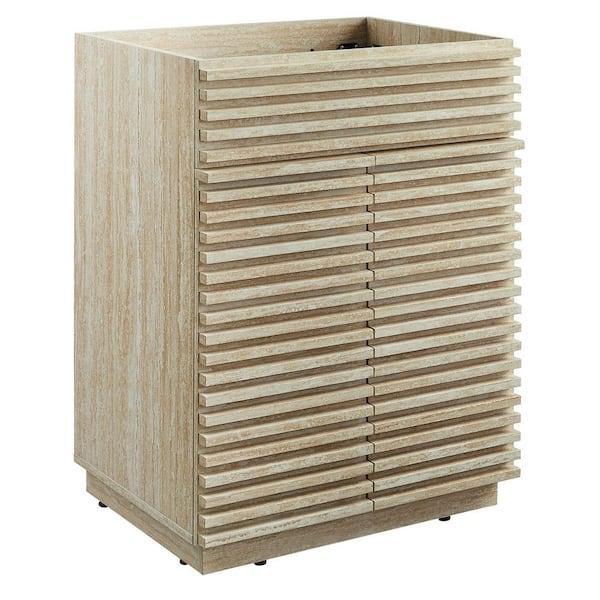 MODWAY Render 23.59 in. Bath Vanity Cabinet without Top in Faux Travertine Brown Unassembled