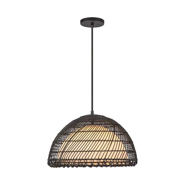 ALORA MOOD Bondi 16 in. 1 Light 60-Watt Matte Black/Opal Glass Pendant Light