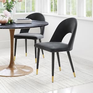 Menlo Black Velvet Dining Chair Set - (Set of 2)