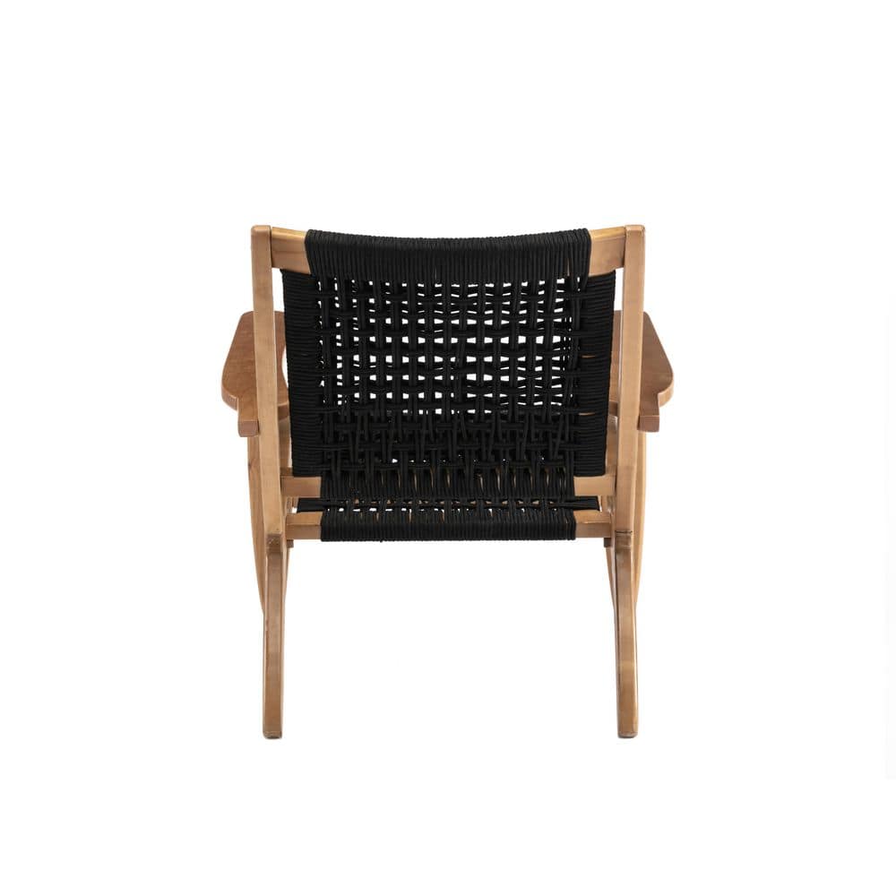 Black and Natural Woven Rope Accent Chair