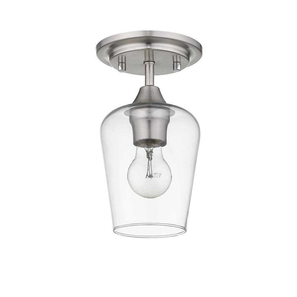 Joliet Brushed Nickel 9.5" Contemporary Flush Mount Ceiling Light