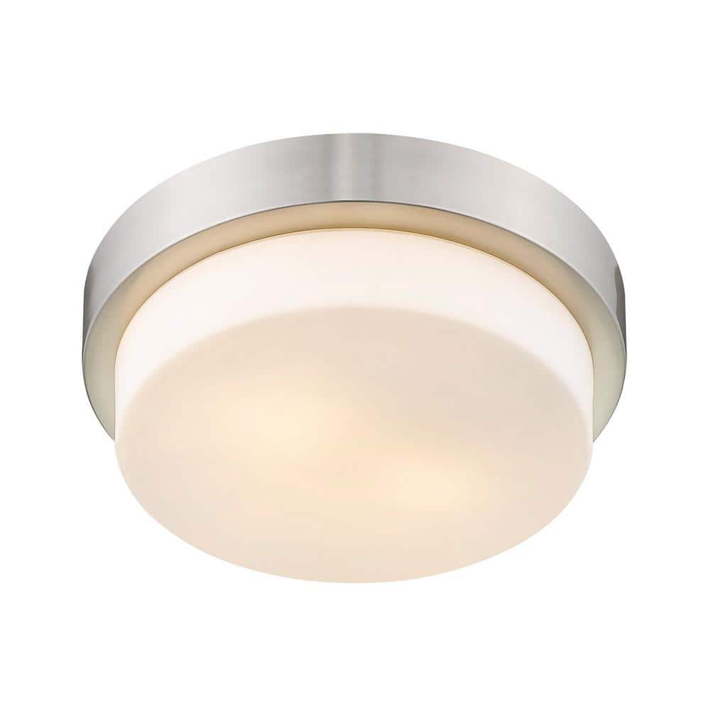 Pewter and Glass Transitional Flush Mount Light