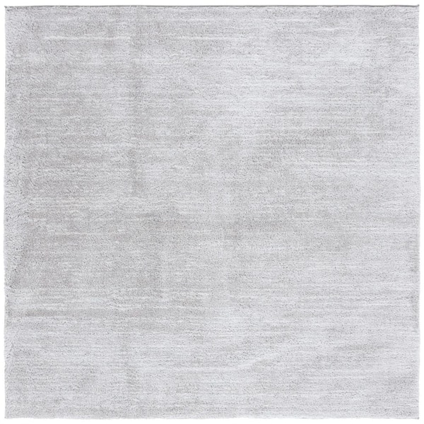 Jasmine Shag 7 ft. x 7 ft. Light Gray/Ivory Distressed Striped Square Area Rug