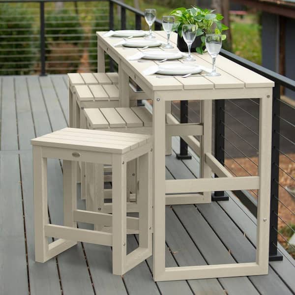 Highwood Monroe Modern Whitewash Counter Height Balcony Stool/Table 6-Piece Set
