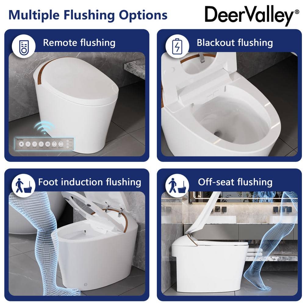White Elongated Free Standing High Efficiency Smart Toilet