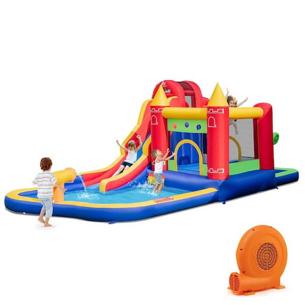 Gymax 9 in. 1 Inflatable Bounce House Water Park with 750-Watt Blower ...