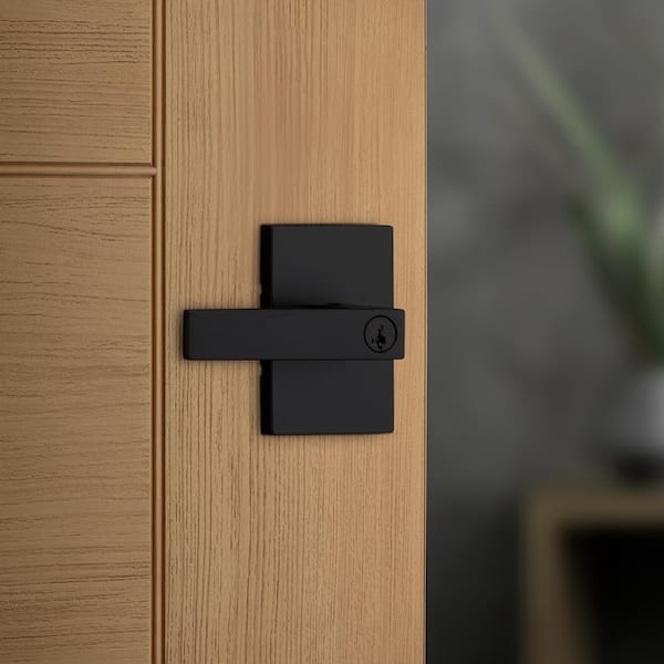 Singapore Matte Black Reversible Rectangular Straight Keyed Entry Door Handle featuring SmartKey Technology