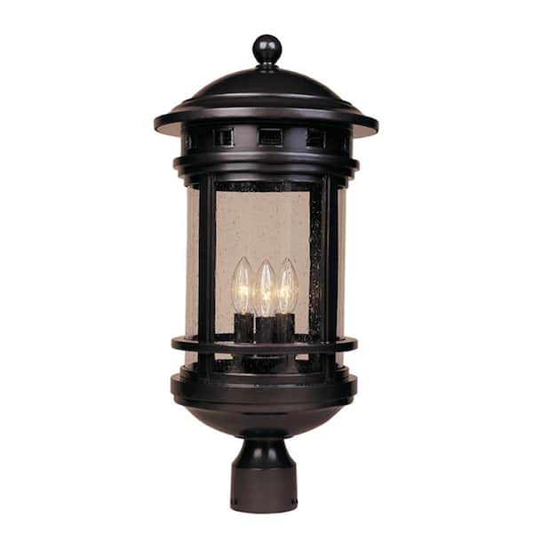 Designers Fountain Sedona 3-Light Oil Rubbed Bronze Cast Aluminum Line Voltage Outdoor Weather Resistant Post Light with No Bulb Included
