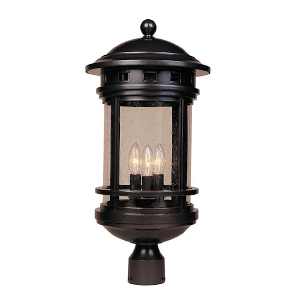 Sedona 3-Light Oil Rubbed Bronze Cast Aluminum Line Voltage Hardwired Outdoor Wet-Rated Post Light with No Bulb Included