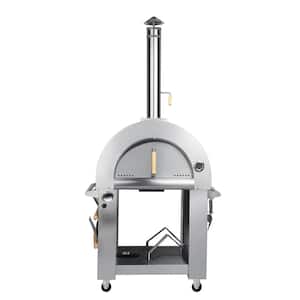32 in. Wood and Gas Fired Outdoor Pizza Oven in Stainless-Steel