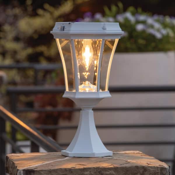 haspel tellen pariteit GAMA SONIC Victorian Bulb Single White Outdoor Solar Post Light with Pier  Base and Wall Sconce Mounting Options GS-94B-FPW-White - The Home Depot