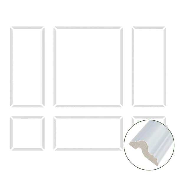 0.67 in. D X 47 in. W x 56.2 in. L (Set of 6) Primed Polystyrene Un-Assemble Panel Moulding Frame