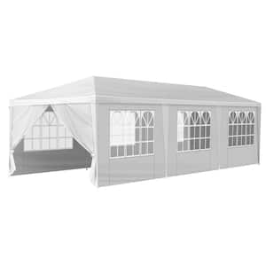 10 ft. x 30 ft. White Wedding Tent with 8 Removable Sidewalls, Outdoor Use for Party, Wedding, Marketplace